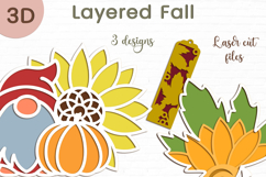 3d Layered fall gnome, Sunflower svg, Pumpkin laser cut Product Image 1