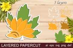 3d Layered fall gnome, Sunflower svg, Pumpkin laser cut Product Image 3
