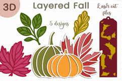 3d Layered pumpkin svg, Fall leaves laser cut, Bookmark svg Product Image 1