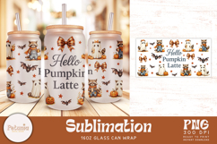 trendy fall and halloween glass can wrap png design being used as a trendy 16oz glass can print