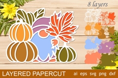 3d Layered pumpkin fall gnome svg, Bookmark Laser cut Product Image 2