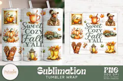 trendy fall sublimation tumble wrap png designs being used as popular 20oz skinny tumblers print
