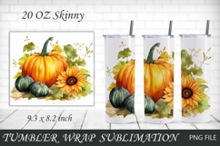 Fall 20 oz tumbler wrap, Autumn png sublimation, Fall leaves Product Image 7