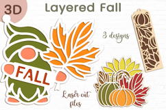 3d Layered Fall decor, Pumpkin bookmark, Laser cut Autumn Product Image 1