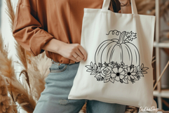 Fall Svg Pumpkin With Flower Svg Autumn Pumpkin Svg Product Image 7