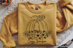 Fall Svg Pumpkin With Flower Svg Autumn Pumpkin Svg Product Image 4