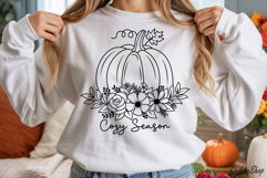 Fall Svg Pumpkin With Flower Svg Autumn Pumpkin Svg Product Image 3