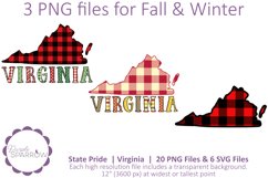 Fall and Winter Virginia clip art featuring buffalo plaids and colorful lettering