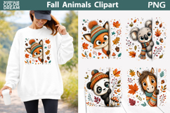 Cute Fall Animals Clipart | Autumn Shirt Sublimation Product Image 1