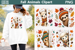 Cute Fall Animals Clipart | Autumn Shirt Sublimation Product Image 1
