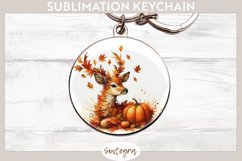 Fall Antelope Animal v1 Round Keychain Sublimation Product Image 1