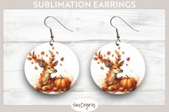 Fall Antelope Animal v1 Round Earrings Sublimation Product Image 1