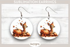 Fall Antelope Animal v3 Round Earrings Sublimation Product Image 1