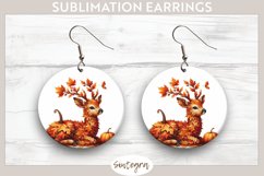 Fall Antelope Animal v4 Round Earrings Sublimation Product Image 1