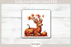 Fall Antelope Animal v4 Square Coaster Sublimation Product Image 1