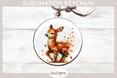 Fall Antelope Animal v5 Round Keychain Sublimation Product Image 1