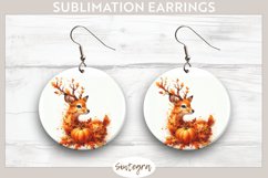 Fall Antelope Animal v6 Round Earrings Sublimation Product Image 1