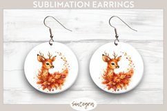 Fall Antelope Animal v7 Round Earrings Sublimation Product Image 1