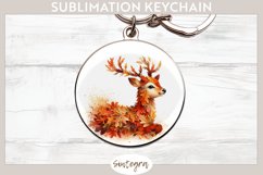 Fall Antelope Animal v8 Round Keychain Sublimation Product Image 1