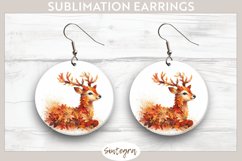 Fall Antelope Animal v8 Round Earrings Sublimation Product Image 1