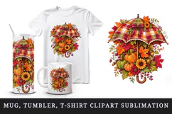 Fall autumn tumbler, mug wrap, clipart sublimation design Product Image 1