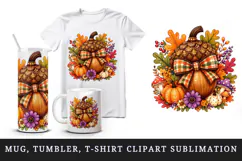 Fall autumn tumbler, mug wrap, clipart sublimation design Product Image 1