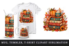 Fall autumn tumbler, mug wrap, clipart sublimation design Product Image 1