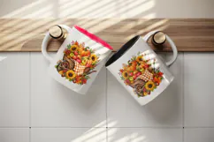 Fall autumn tumbler, mug wrap, clipart sublimation design Product Image 3