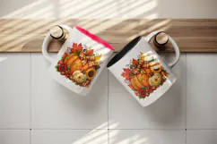 Fall autumn tumbler, mug wrap, clipart sublimation design Product Image 3