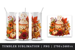 Fall autumn tumbler, mug wrap, clipart sublimation design Product Image 4