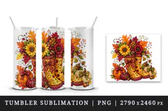 Fall autumn tumbler, mug wrap, clipart sublimation design Product Image 4