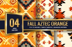 Fall Aztec Orange Pattern Digital Paper Product Image 1