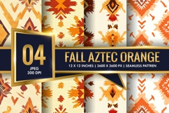 Fall Aztec Orange Pattern Digital Paper Product Image 1