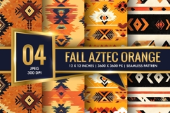 Fall Aztec Orange Pattern Digital Paper Product Image 1