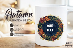 Autumn Midnight Wreath Sublimation Thanksgiving custom text Product Image 1