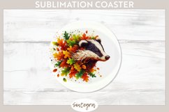 Fall Badger Animal v1 Round Coaster Sublimation Product Image 1