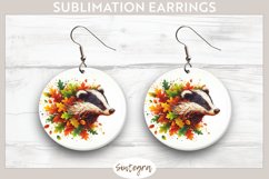 Fall Badger Animal v1 Round Earrings Sublimation Product Image 1