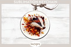 Fall Badger Animal v2 Round Keychain Sublimation Product Image 1