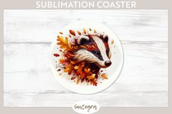 Fall Badger Animal v2 Round Coaster Sublimation Product Image 1