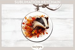 Fall Badger Animal v3 Round Keychain Sublimation Product Image 1