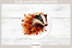 Fall Badger Animal v3 Round Coaster Sublimation Product Image 1