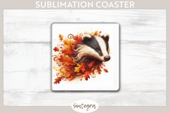 Fall Badger Animal v3 Square Coaster Sublimation Product Image 1