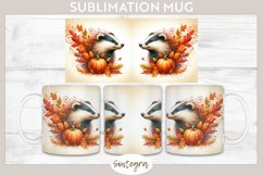 Fall Badger Animal v4 Mug Wrap Sublimation Product Image 1