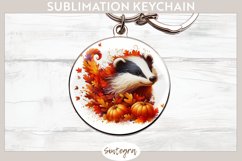 Fall Badger Animal v5 Round Keychain Sublimation Product Image 1