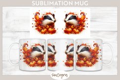 Fall Badger Animal v5 Mug Wrap Sublimation Product Image 1