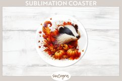 Fall Badger Animal v5 Round Coaster Sublimation Product Image 1