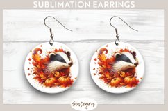 Fall Badger Animal v5 Round Earrings Sublimation Product Image 1