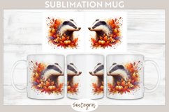 Fall Badger Animal v6 Mug Wrap Sublimation Product Image 1