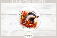 Fall Badger Animal v6 Round Coaster Sublimation Product Image 1