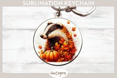 Fall Badger Animal v7 Round Keychain Sublimation Product Image 1